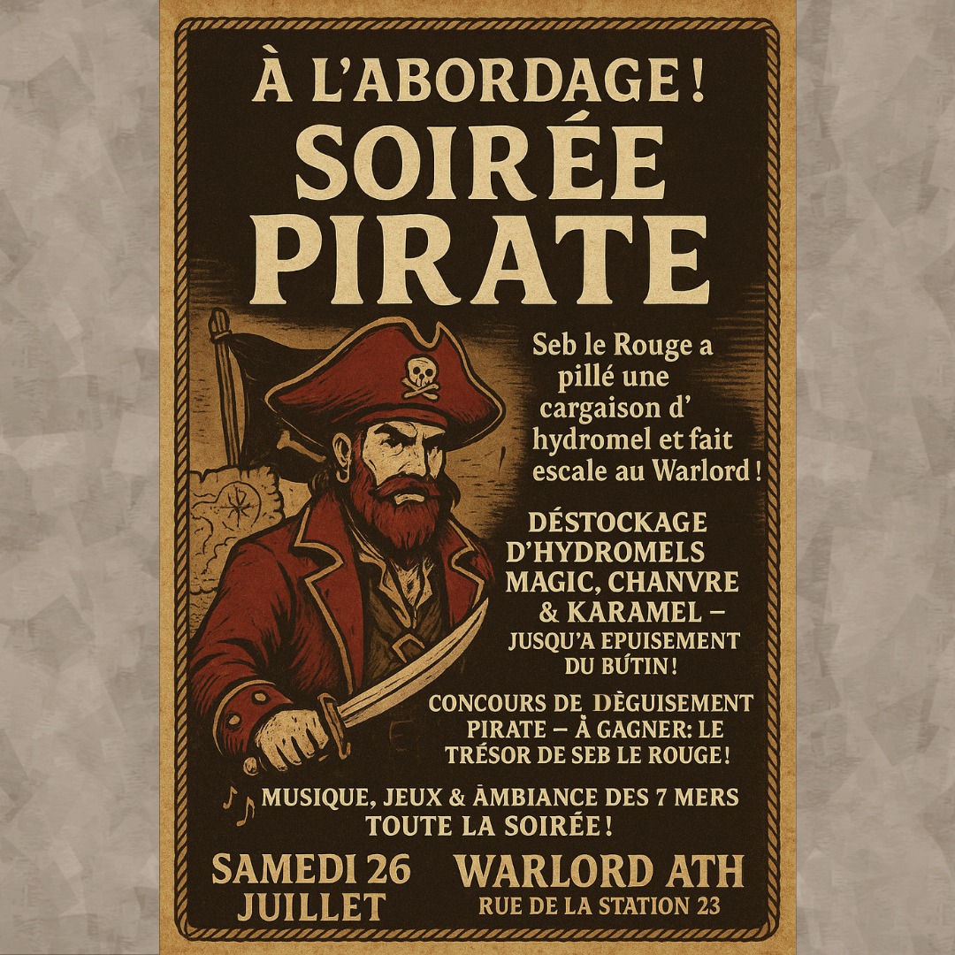 Image de l'événement 🏴‍☠️ Soirée Pirate au Warlord Ath 🏴‍☠️
